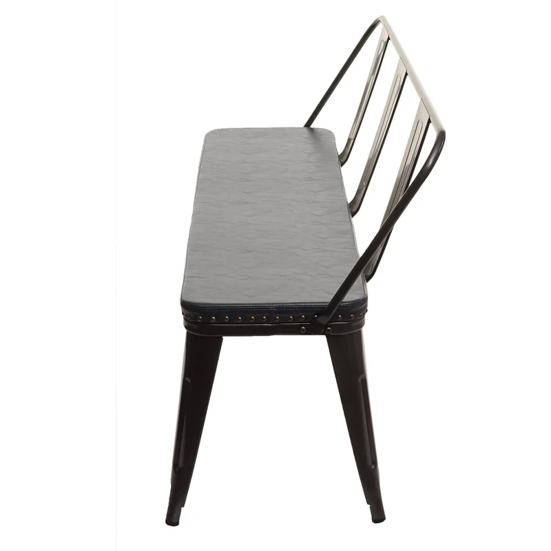 Banc 3 places banc de salle à manger cuir artificiel Chesterfield noir-gris 04_0000514