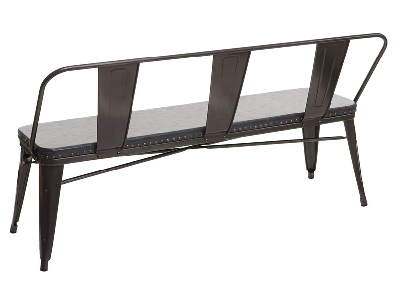 Banc 3 places banc de salle à manger cuir artificiel Chesterfield noir-gris 04_0000514