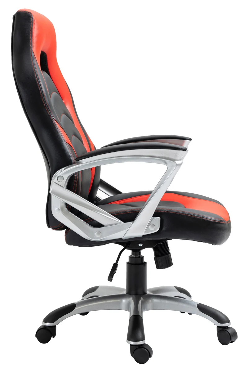 Fauteuil gamer chaise gaming console bureau sur roulettes en synthétique noir et rouge BUR10607