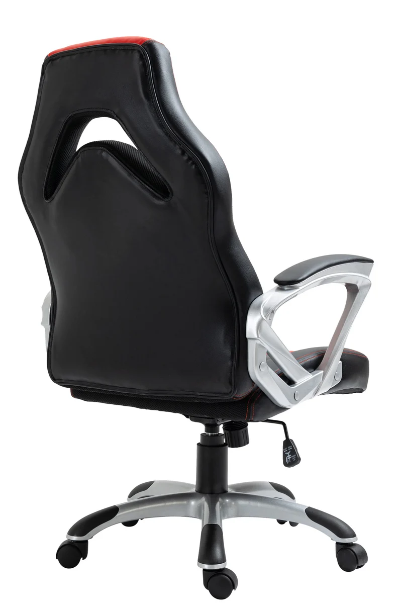 Fauteuil gamer chaise gaming console bureau sur roulettes en synthétique noir et rouge BUR10607