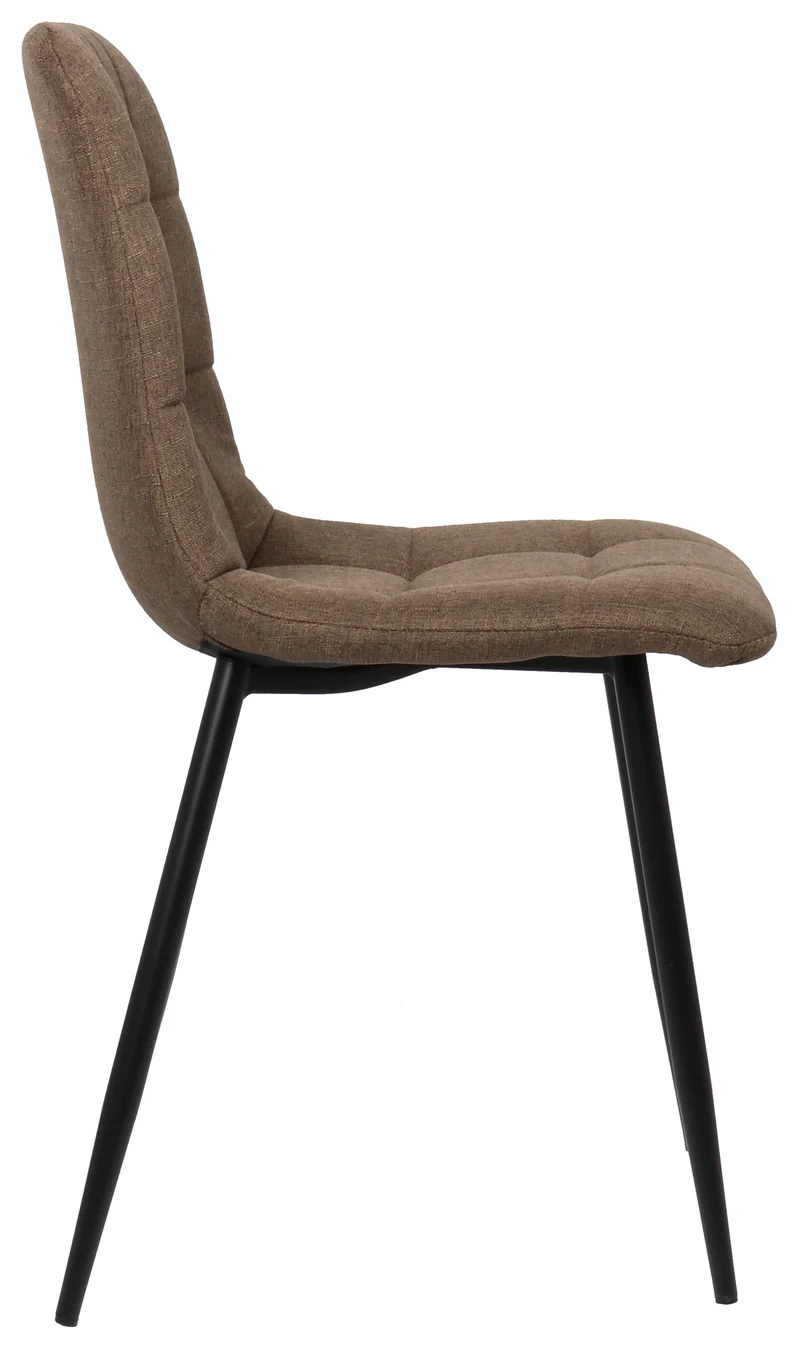 Lot de 2 chaises de salle à manger en tissu marron pieds métal noir mat style moderne CDS101108