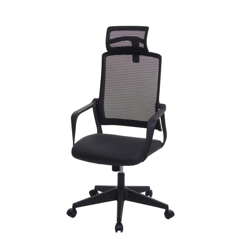 Chaise de bureau pivotante appui-tête ergonomique synthétique et tissu mesh noir 04_0001882