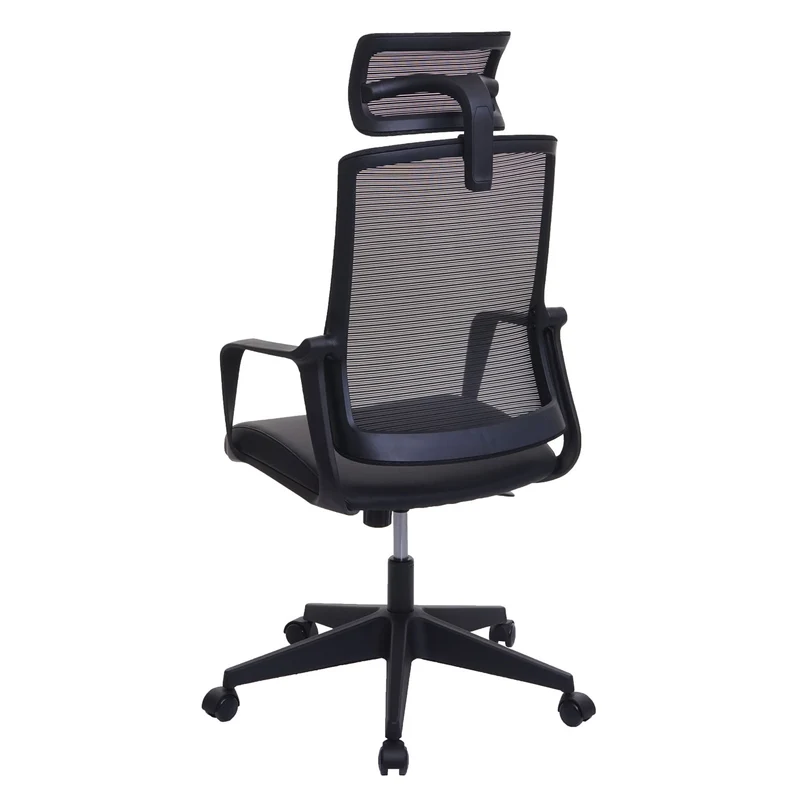 Chaise de bureau pivotante appui-tête ergonomique synthétique et tissu mesh noir 04_0001882