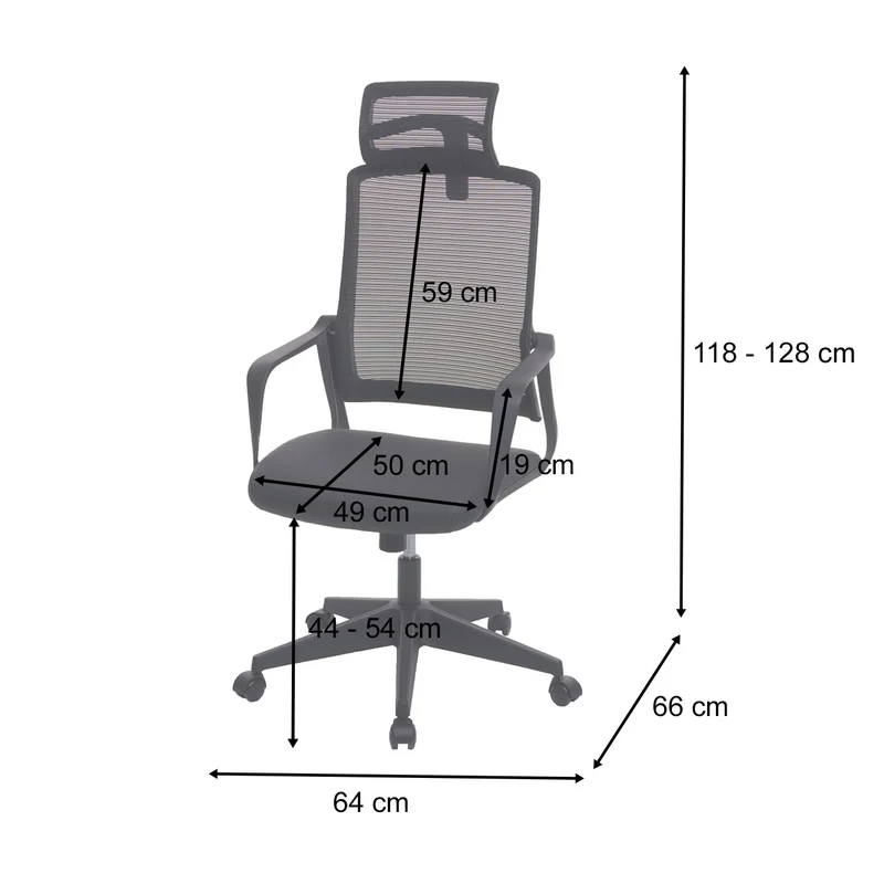 Chaise de bureau pivotante appui-tête ergonomique synthétique et tissu mesh noir 04_0001882