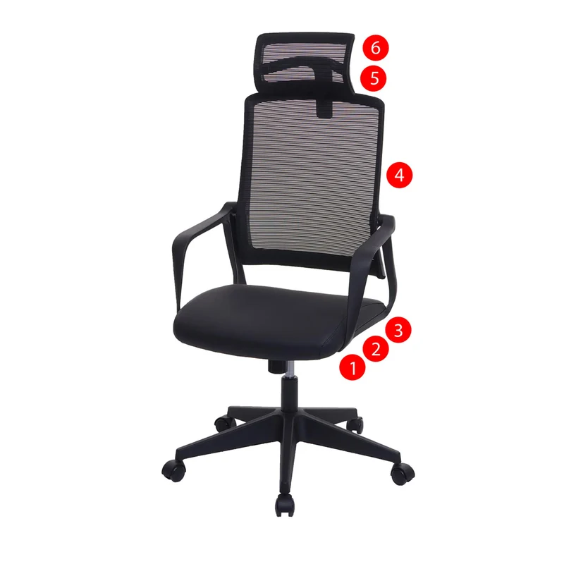 Chaise de bureau pivotante appui-tête ergonomique synthétique et tissu mesh noir 04_0001882