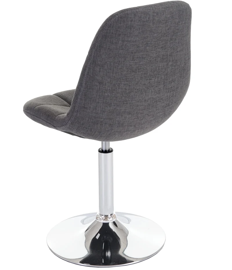 Chaise de salle à manger pivotante design rétro en tissu gris clair pieds chromé 04_0002194
