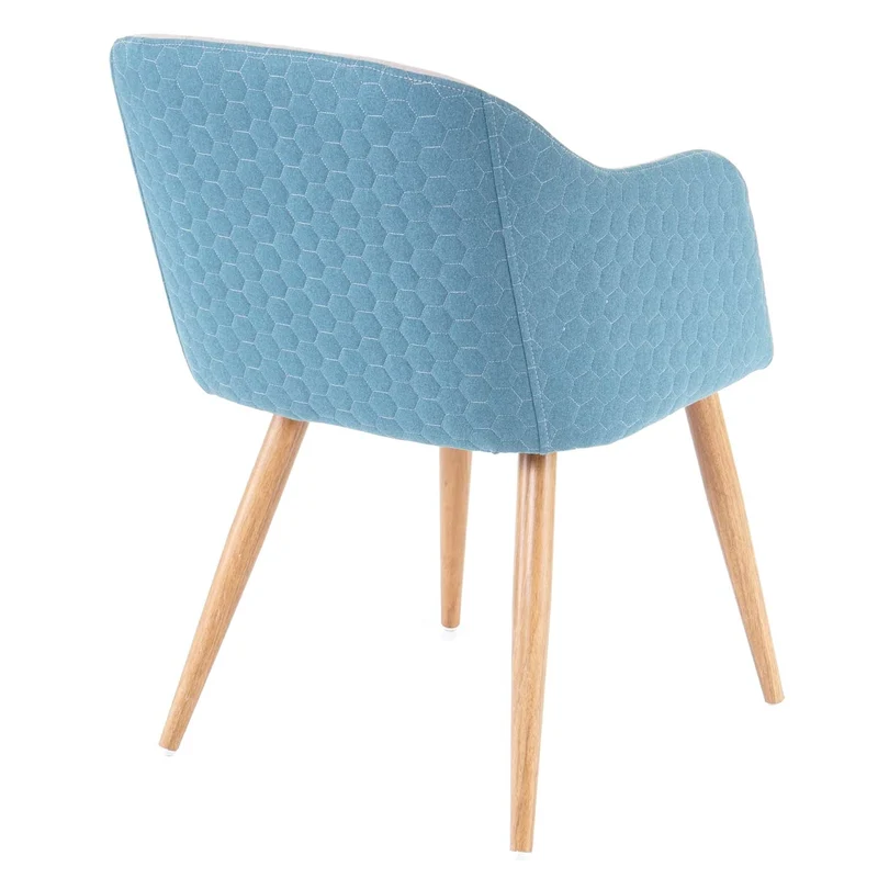 Chaise de salle à manger design rétro accoudoirs en tissu gris clair-turquoise pieds clairs 04_0002221