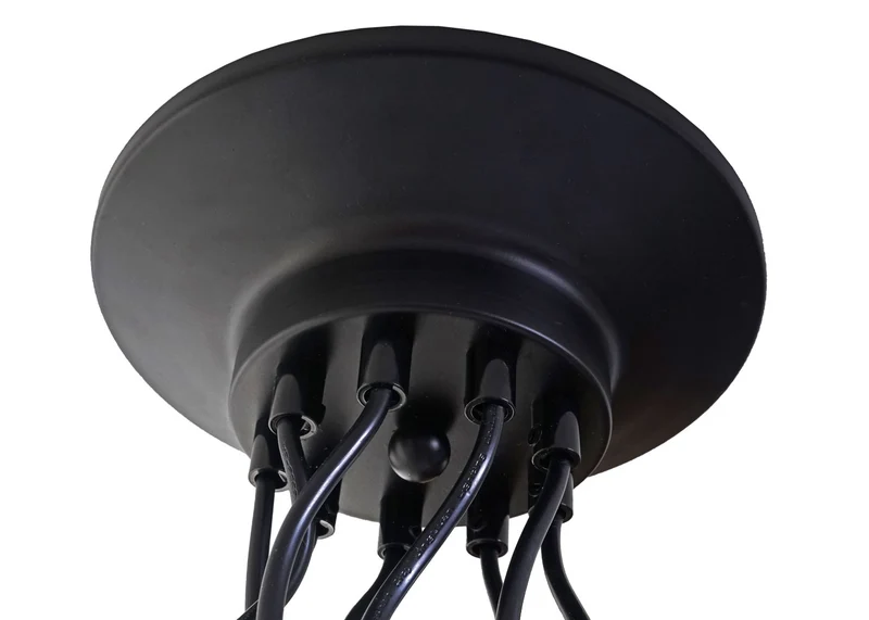 Suspension lampe suspendue lustre hauteur réglable en métal industriel noir abat-jour cage 9x 04_0004044