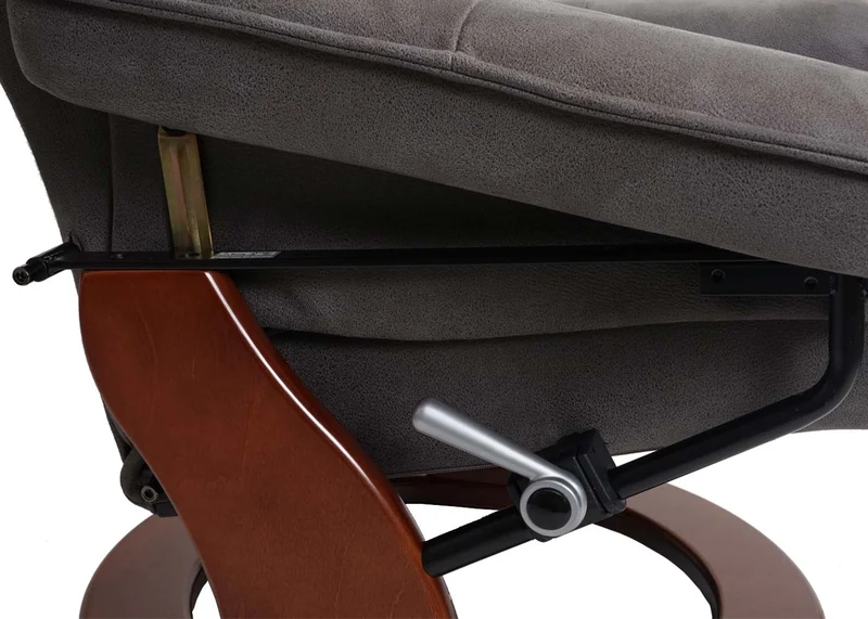 Fauteuil de relaxation TV avec repose-pieds en tissu capacité de charge 130 kg gris foncé couleur noyer 04_0003676