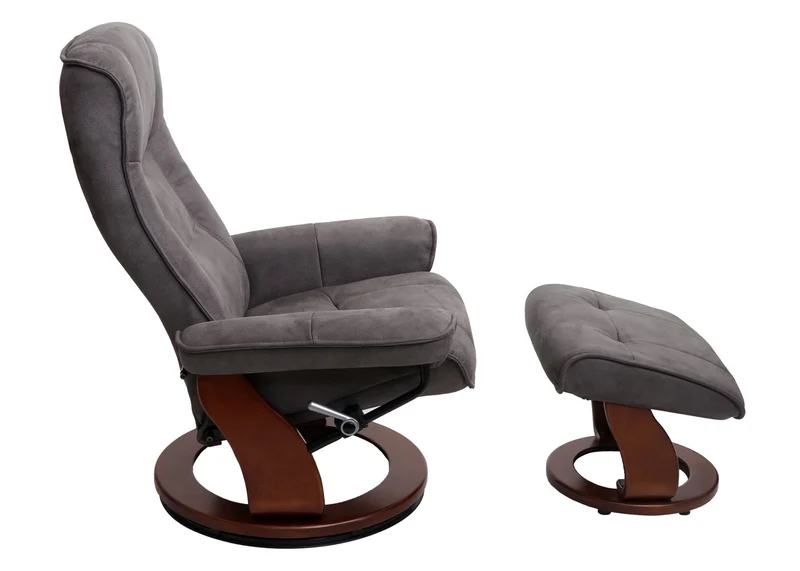 Fauteuil de relaxation TV avec repose-pieds en tissu capacité de charge 130 kg gris foncé couleur noyer 04_0003676