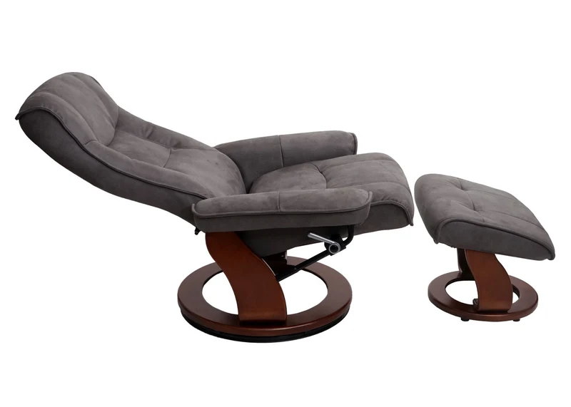 Fauteuil de relaxation TV avec repose-pieds en tissu capacité de charge 130 kg gris foncé couleur noyer 04_0003676