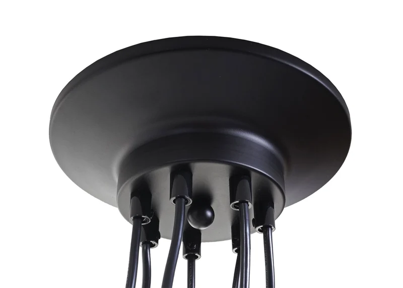 Suspension lampe suspendue lustre hauteur réglable en métal style industriel noir 7x abat-jour cage 04_0004043