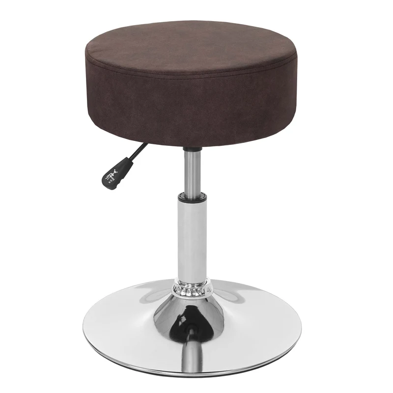Tabouret réglable en hauteur Ø 35cm imitation daim marron foncé vintage 04_0005330