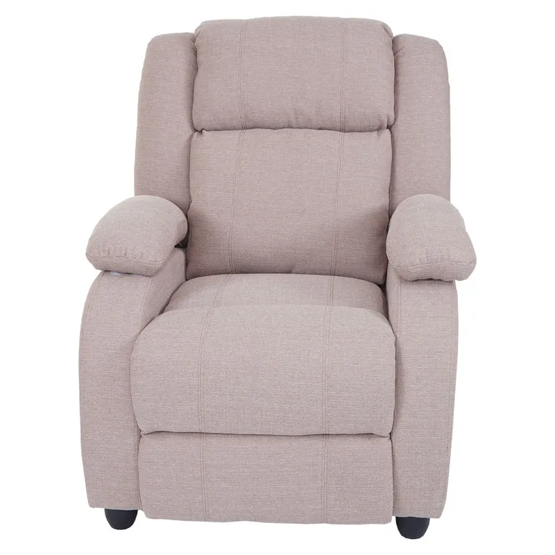 Fauteuil TV chaise longue relax avec repose-pieds et accoudoirs en tissu/textile gris crème 04_0003173
