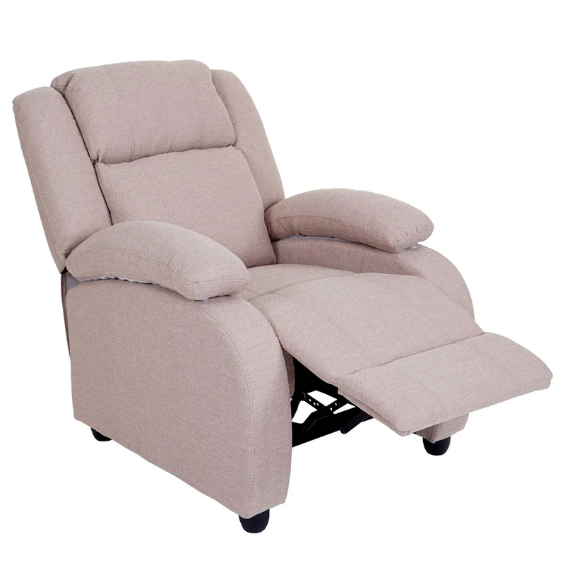 Fauteuil TV chaise longue relax avec repose-pieds et accoudoirs en tissu/textile gris crème 04_0003173