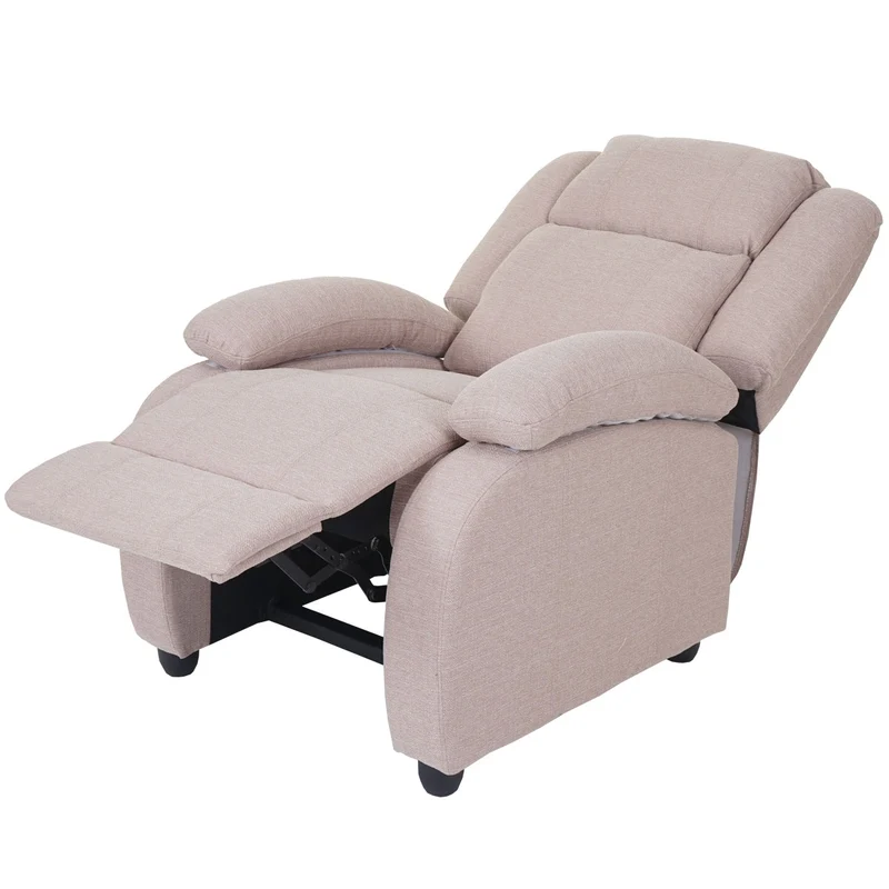 Fauteuil TV chaise longue relax avec repose-pieds et accoudoirs en tissu/textile gris crème 04_0003173