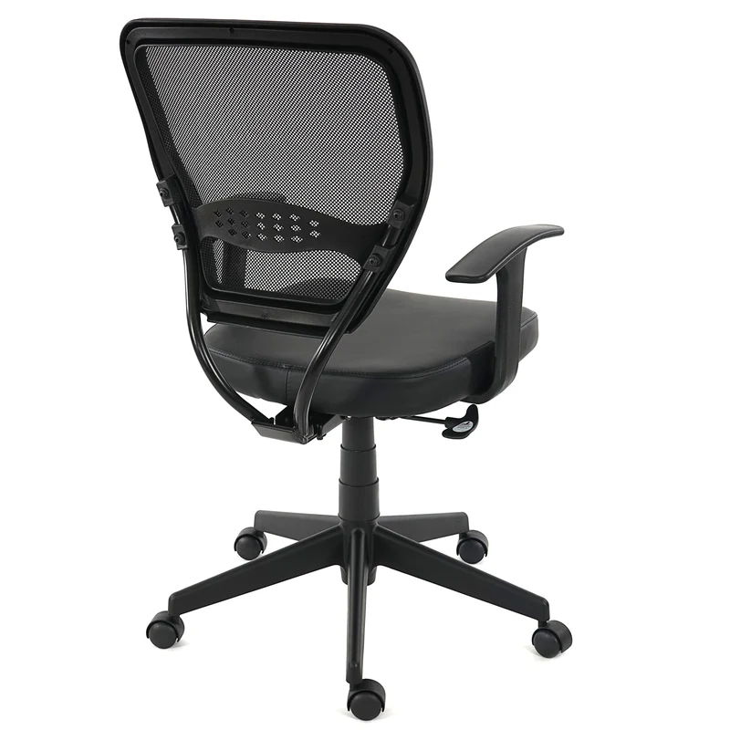 Fauteuil chaise de bureau sur roulettes pivotante en tissu mesh et synthétique noir avec accoudoirs 04_0001909