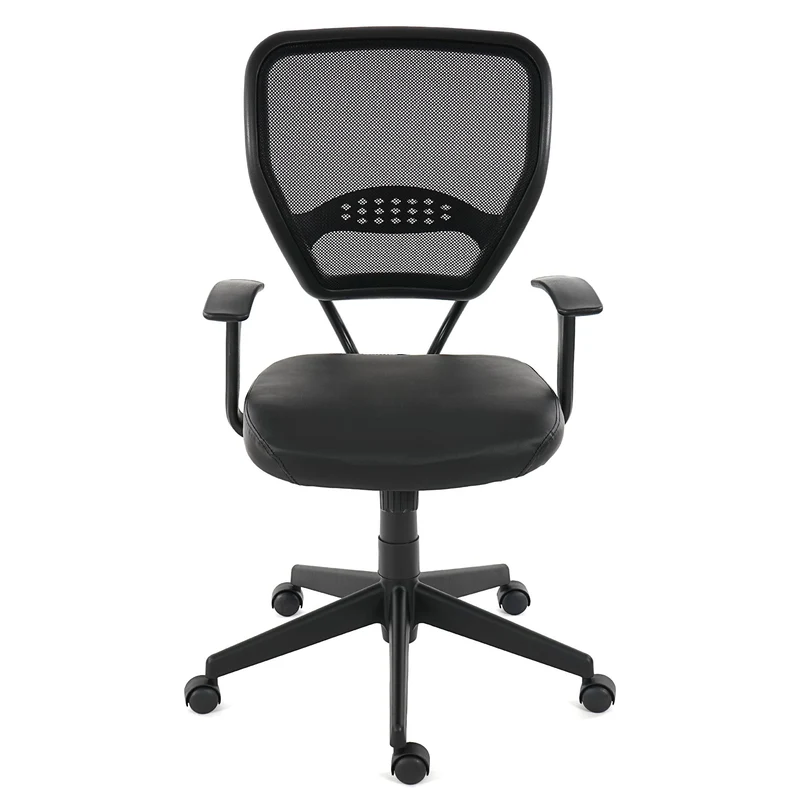 Fauteuil chaise de bureau sur roulettes pivotante en tissu mesh et synthétique noir avec accoudoirs 04_0001909