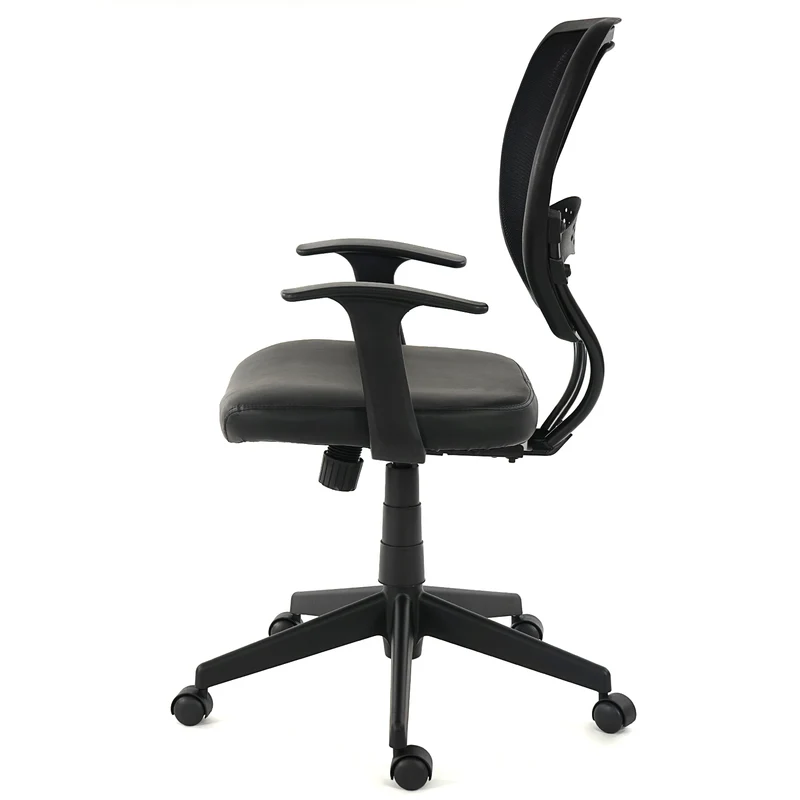 Fauteuil chaise de bureau sur roulettes pivotante en tissu mesh et synthétique noir avec accoudoirs 04_0001909