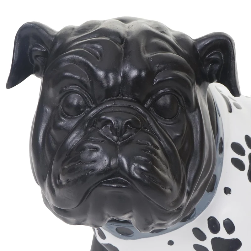 Figurine déco bouledogue 24cm chien sculpture avec veste en polyrésine pour intérieur/extérieur peint à la main 04_0002837