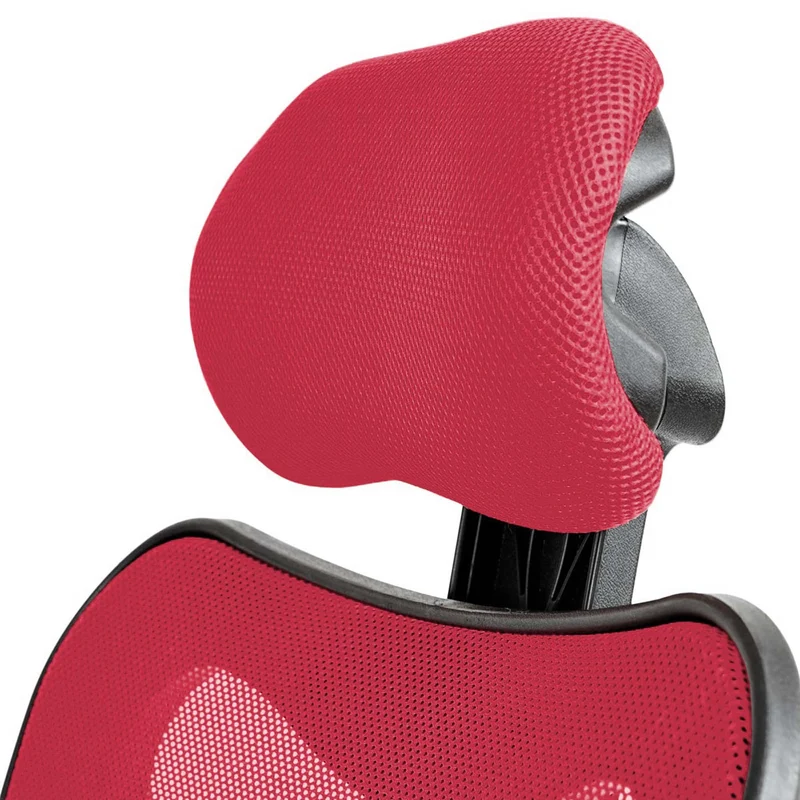 Fauteuil chaise de bureau sur roulettes pivotante appui tête accoudoirs synthétique rouge 04_0001898