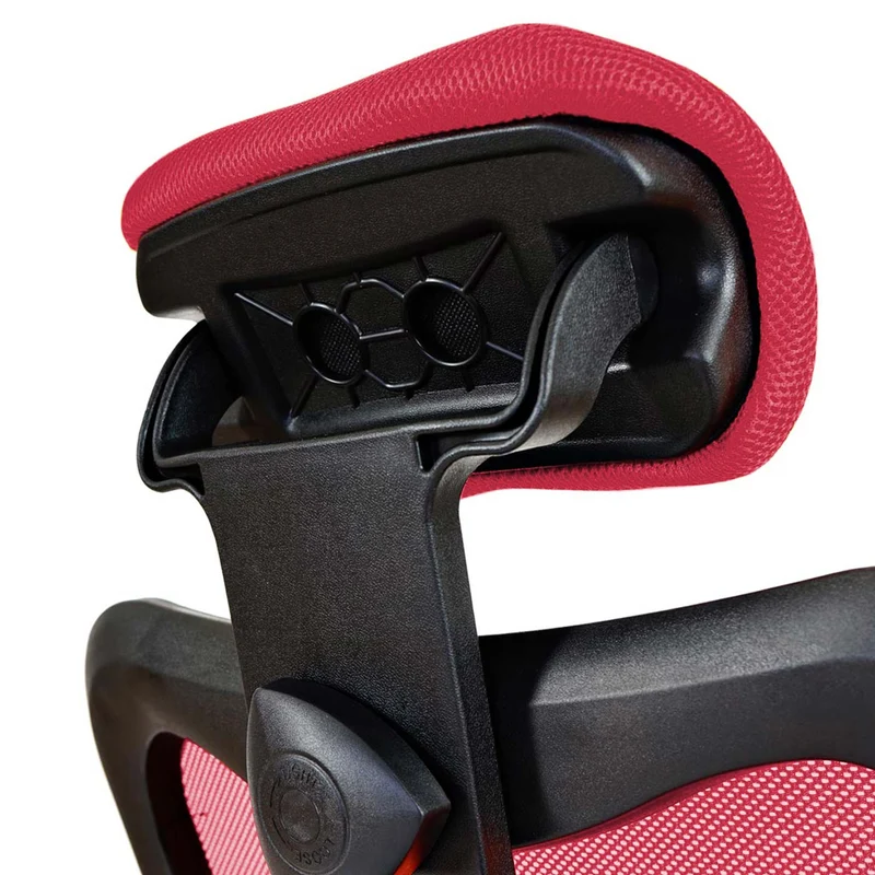 Fauteuil chaise de bureau sur roulettes pivotante appui tête accoudoirs synthétique rouge 04_0001898