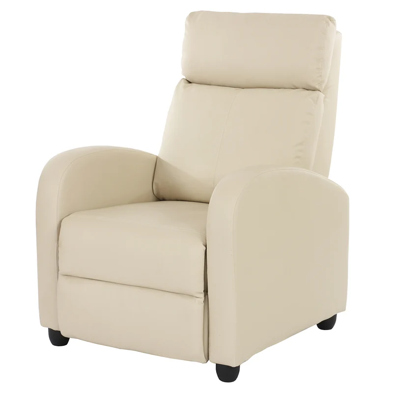 Fauteuil relax TV inclinable TV réglage du dossier et repose-pieds en synthétique crème 04_0002018