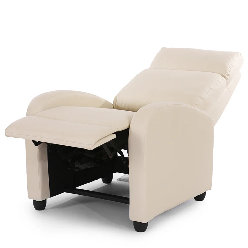 Fauteuil relax TV inclinable TV réglage du dossier et repose-pieds en synthétique crème 04_0002018