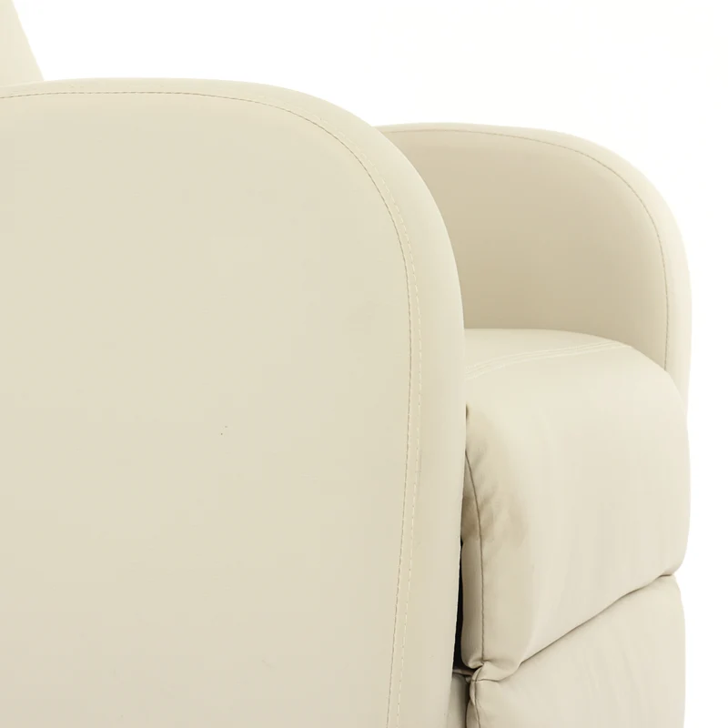 Fauteuil relax TV inclinable TV réglage du dossier et repose-pieds en synthétique crème 04_0002018