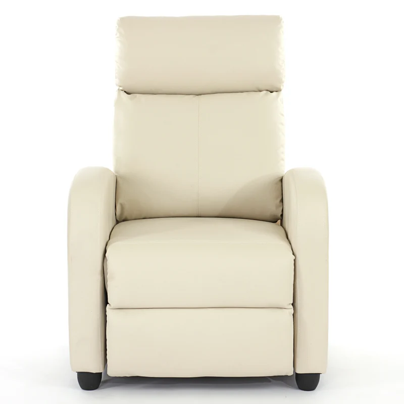 Fauteuil relax TV inclinable TV réglage du dossier et repose-pieds en synthétique crème 04_0002018