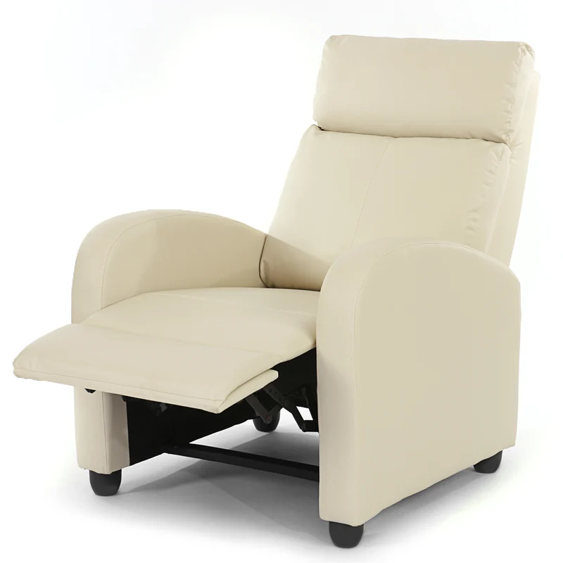 Fauteuil relax TV inclinable TV réglage du dossier et repose-pieds en synthétique crème 04_0002018