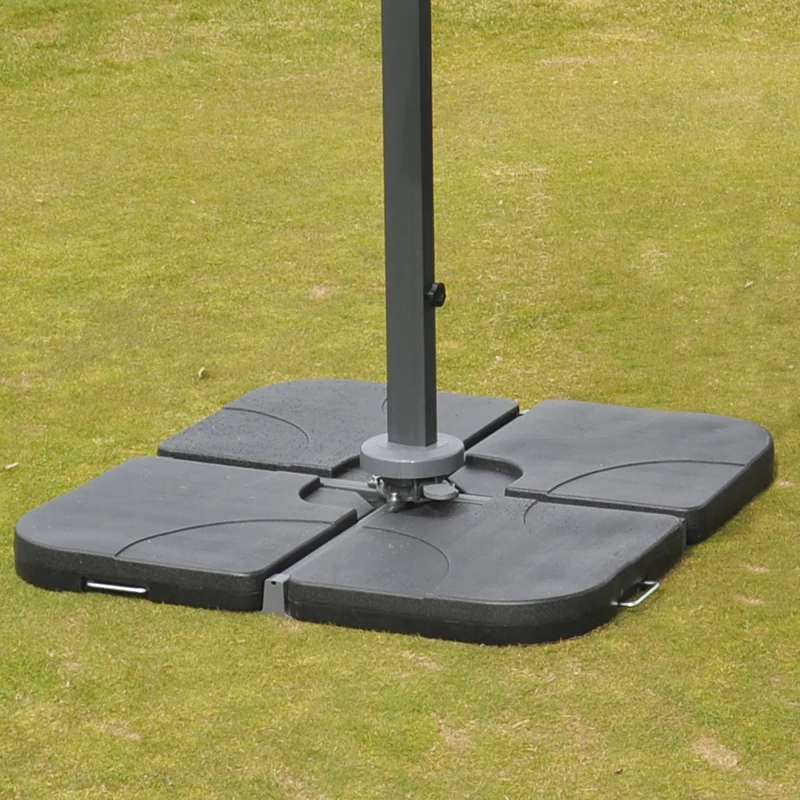 Parasol professionnel restaurant pour jardin terrasse 3x3m (Ø4,24m) polyester aluminium/acier 23kg crème avec pied, rotatif 04_0003986