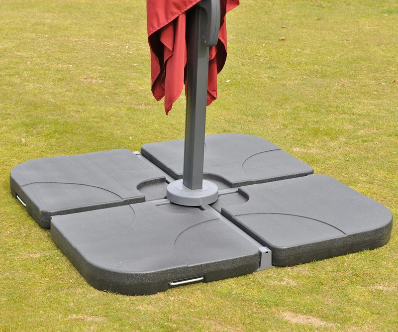 Parasol professionnel restaurant pour jardin terrasse 3x3m (Ø4,24m) polyester aluminium/acier 23kg crème avec support 04_0003987