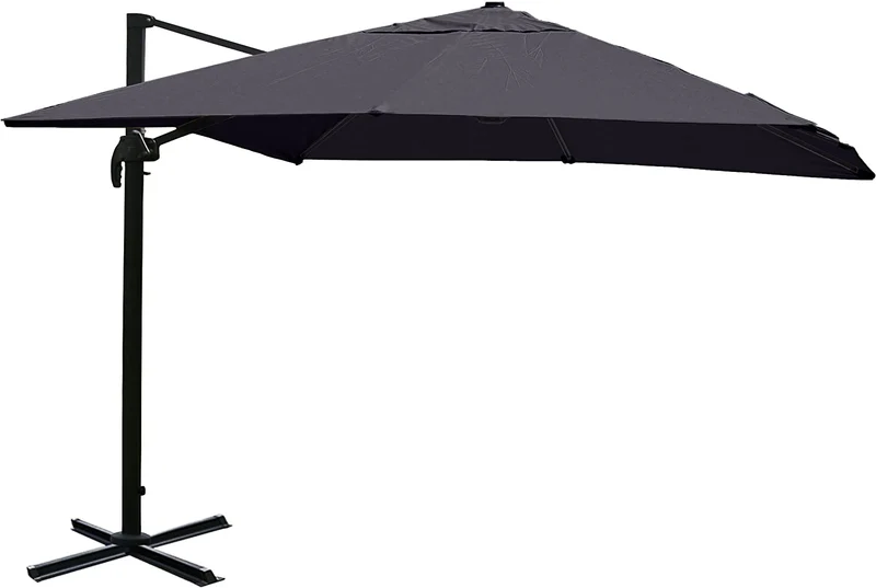 Parasol de restauration 3x3m (Ø4,24m) polyester aluminium/acier 23kg anthracite sans dalles de parasol 04_0003295