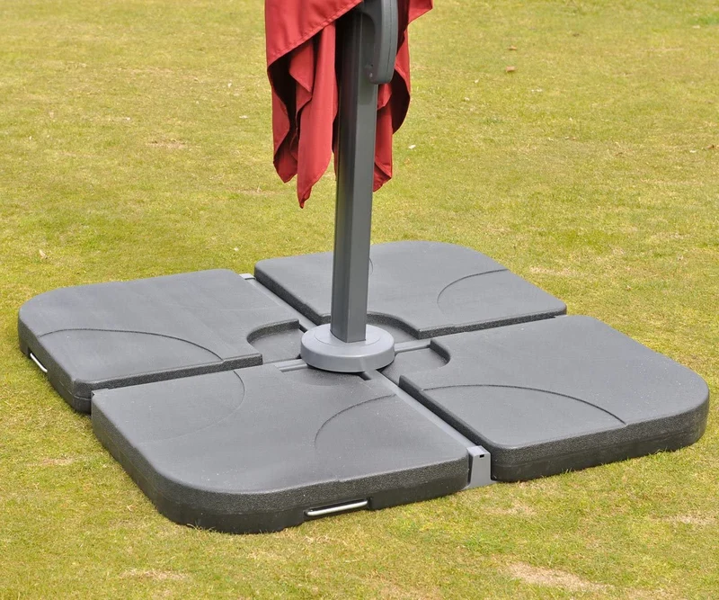 Parasol de restauration 3x3m (Ø4,24m) polyester aluminium/acier 23kg anthracite avec pied rotatif 04_0003442