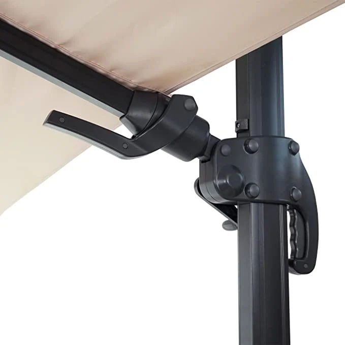 Parasol de restauration 3x3m (Ø4,24m) pivotant, polyester aluminium/acier 23kg crème sans pied 04_0003290