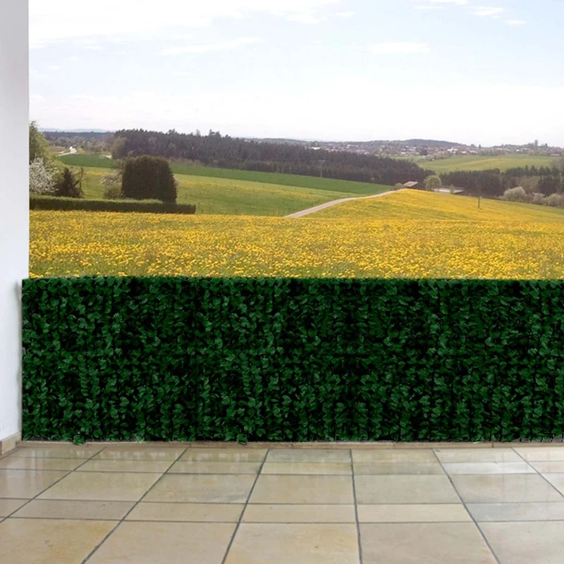 Brise-vue clôture haie artificielle pour balcon revêtement de protection contre le vent pour balcon et terrasse 300x150cm feuille sombre 04_0001087