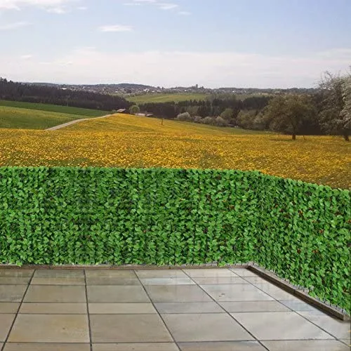 Brise-vue clôture haie artificielle pour balcon revêtement de protection contre le vent pour balcon et terrasse 300x100cm feuille brillante 04_0001074