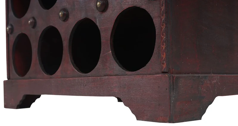 Casier à vin armoire meuble en bois style colonial pour 20 bouteilles avec tiroir 04_0003375