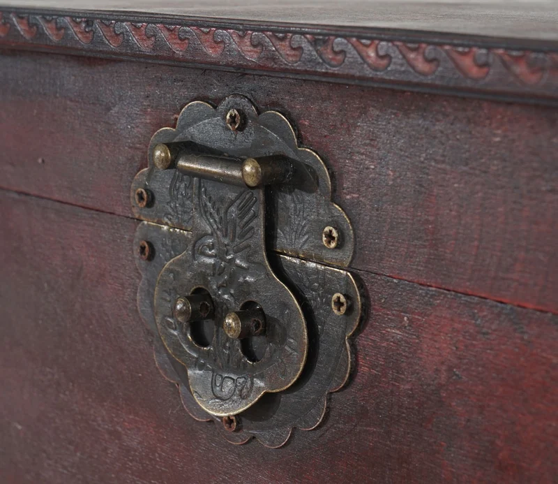 Casier à vin armoire meuble en bois style colonial pour 20 bouteilles avec tiroir 04_0003375