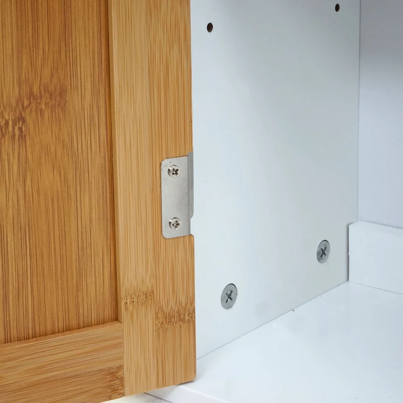 Armoire haute de salle de bain étagère en bambou 180x40x31cm blanc 04_0001506