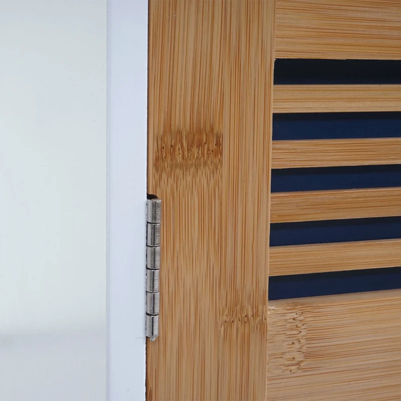 Armoire haute de salle de bain étagère en bambou 180x40x31cm blanc 04_0001506