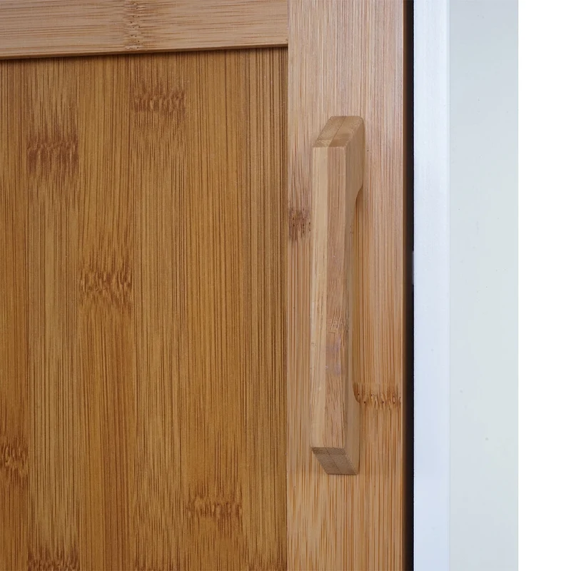 Armoire haute de salle de bain étagère en bambou 180x40x31cm blanc 04_0001506