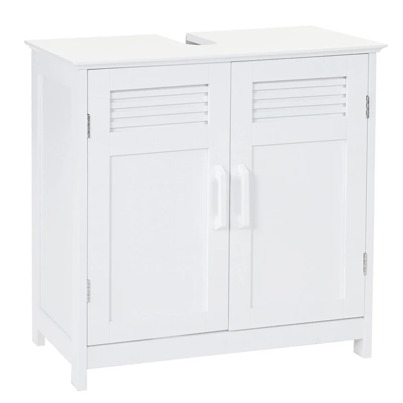 Meuble vasque meuble de salle de bain avec portes et étagère 60x60x30cm blanc 04_0001488