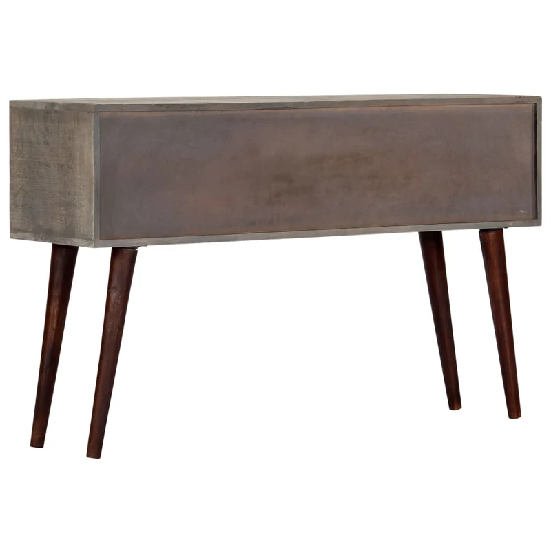 Table console d'entrée fonctionnel et stylé avec tiroirs 120 x 35 x 75 cm bois de manguier massif brut gris DEC032004