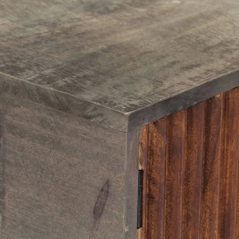 Table console d'entrée fonctionnel et stylé avec tiroirs 120 x 35 x 75 cm bois de manguier massif brut gris DEC032004