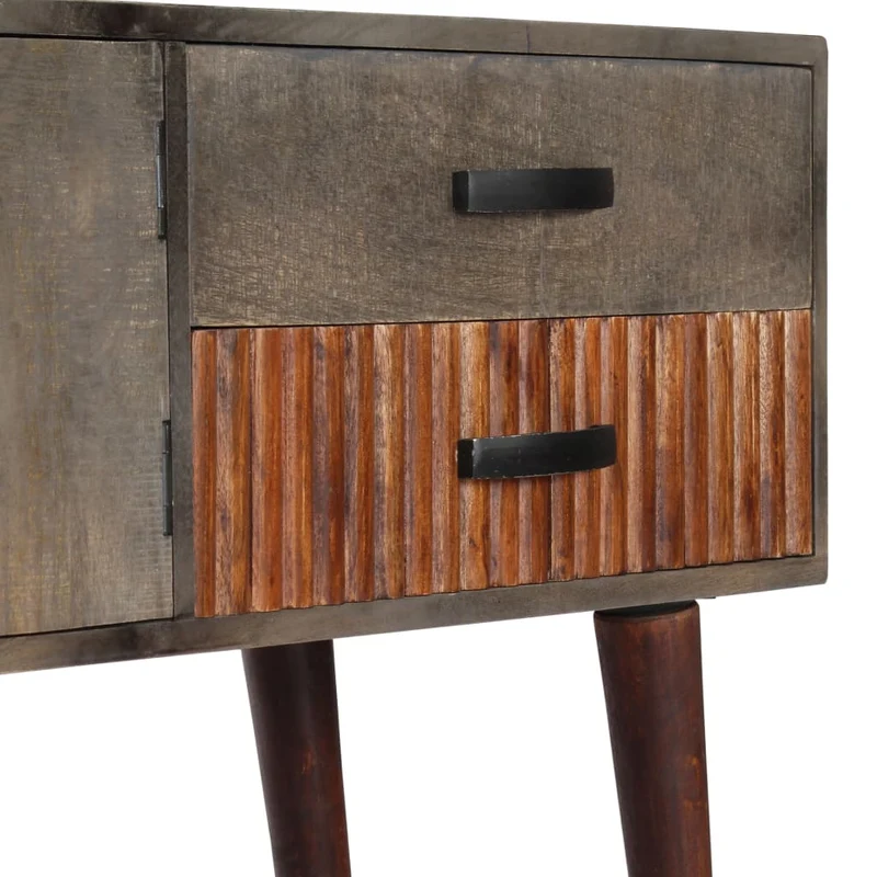 Table console d'entrée fonctionnel et stylé avec tiroirs 120 x 35 x 75 cm bois de manguier massif brut gris DEC032004
