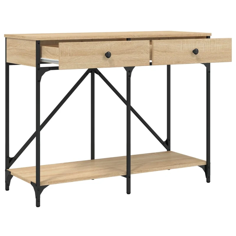 Table console d'entrée fonctionnel et stylé avec tiroirs 100 x 39 x 78,5 cm bois d'ingénierie et métal DEC031919