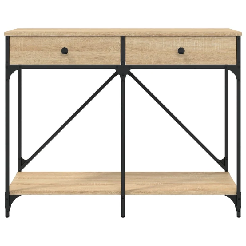 Table console d'entrée fonctionnel et stylé avec tiroirs 100 x 39 x 78,5 cm bois d'ingénierie et métal DEC031919