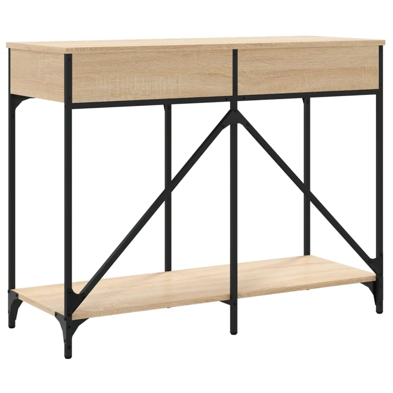 Table console d'entrée fonctionnel et stylé avec tiroirs 100 x 39 x 78,5 cm bois d'ingénierie et métal DEC031919